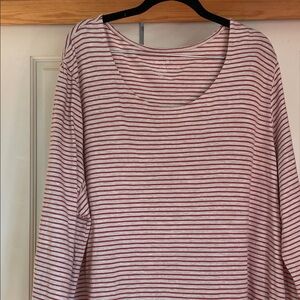 PureJill  (J Jill Brand) Red and Gray Striped Long Sleeve Tee. Size 3X